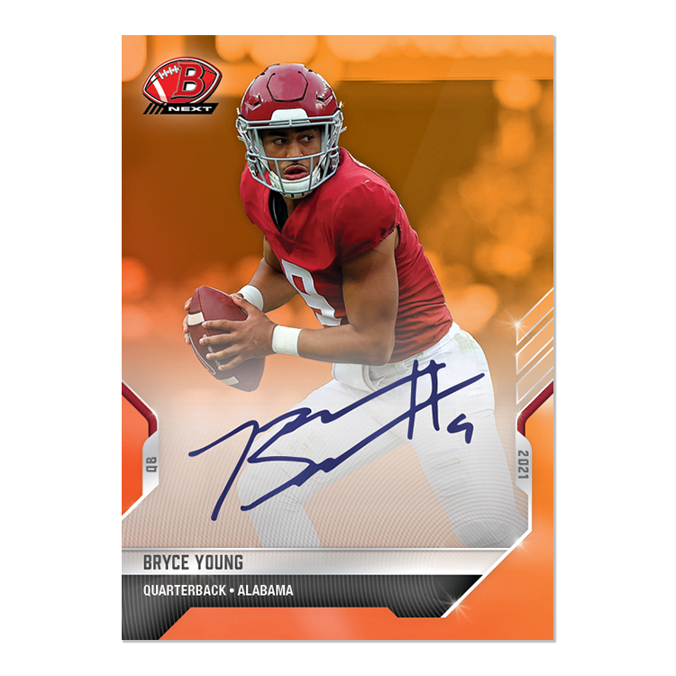 On-Card Auto # to 5 - Bryce Young - 2021 Bowman NEXT TOPPS NOW Football Card 3E