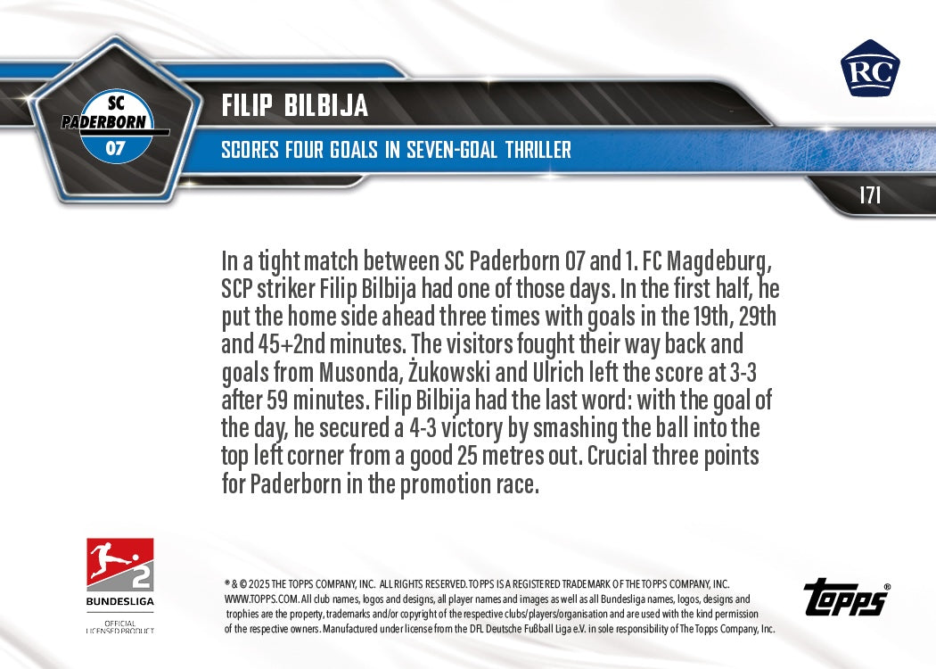 Filip Bilbija - 2025-26 Bundesliga Topps NOW - Card 171 - PR: 332 - Image 7