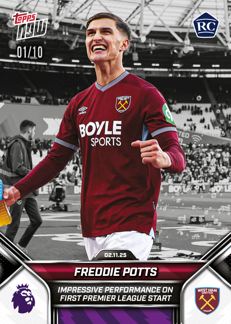 Freddie Potts - 2025-26 Premier League Topps NOW - Card 50 - PR: 1025 - Image 4