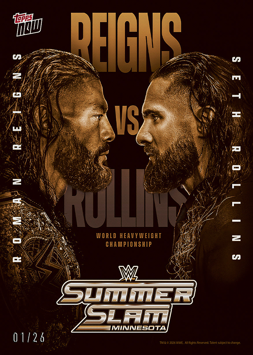 Roman Reigns/Seth Rollins - 2026 WWE Topps NOW - Card SS04 - PR: 1173 - Image 2