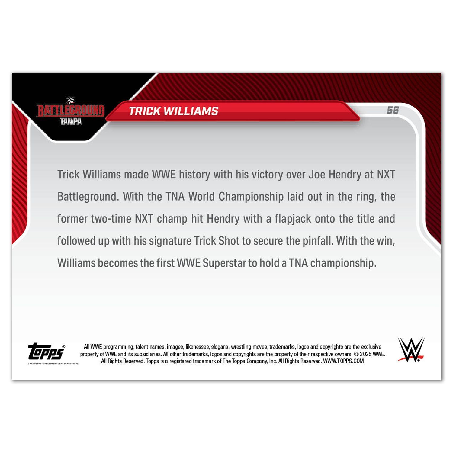 Trick Williams - 2025 WWE Topps NOW - Card 56 - LOOK FOR AUTOS - PR: 1160 - Image 4