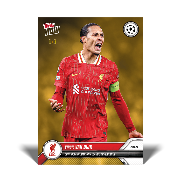 Alternative view of Virgil van Dijk - 50th UEFA Champions League appearance - 24/25 UCL Topps NOW Card 75 - PR: 698