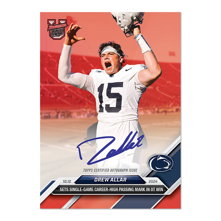On-Card Autograph # to 99 or Lower - Drew Allar - 2024 Bowman U Now Card 28 - Image 7