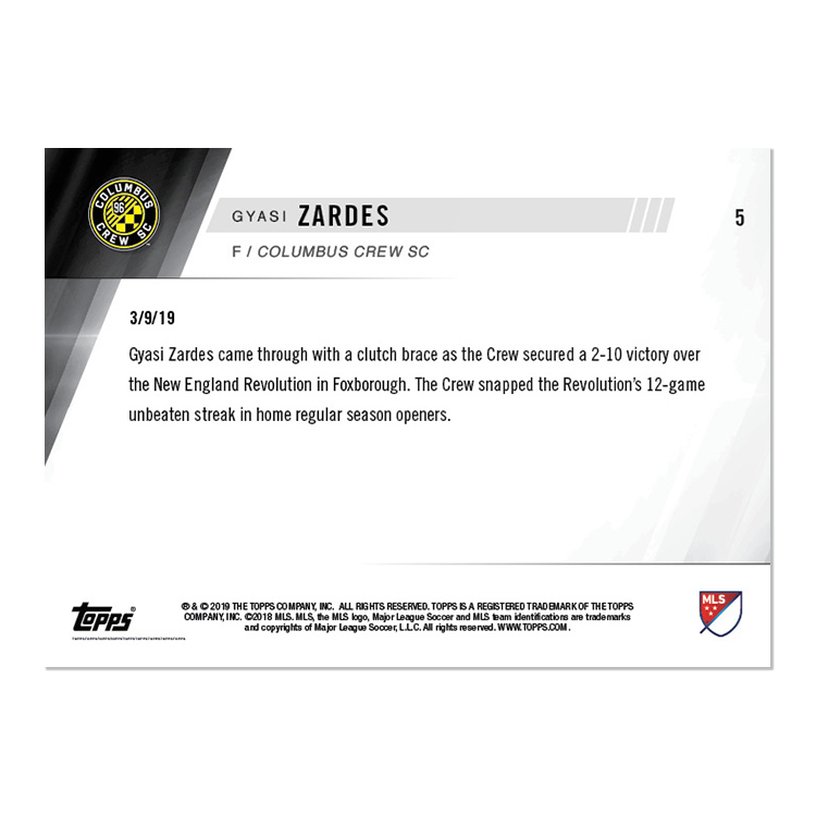 Gyasi Zardes - MLS TOPPS NOW Card 5 - Print Run: 54 - Image 2