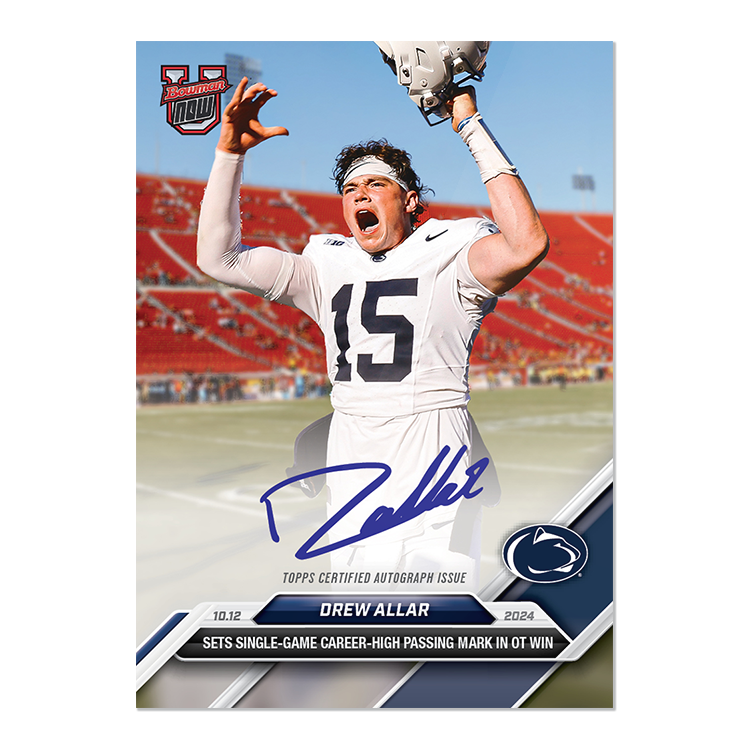 On-Card Autograph # to 99 or Lower - Drew Allar - 2024 Bowman U Now Card 28 - Image 3