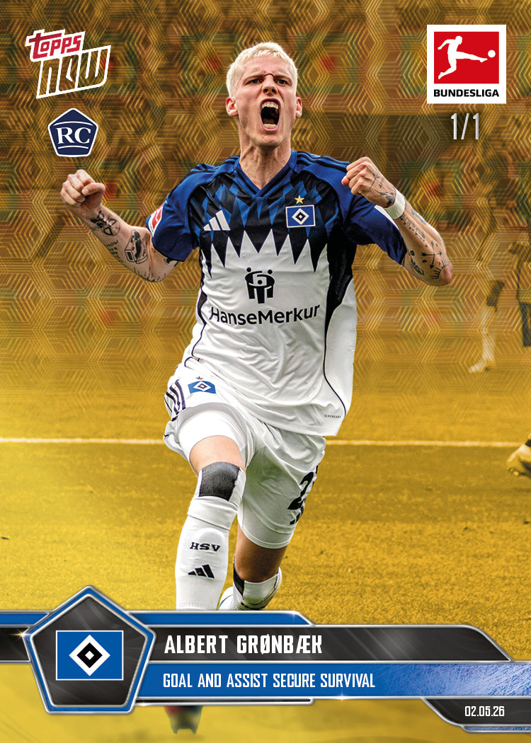 Alternative view of Albert Grønbæk - 2025-26 Bundesliga Topps NOW - Card 183 - PR: 953