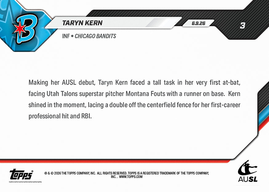 Taryn Kern - 2026 AUSL Topps NOW - Card 3 - PR: 861 - Image 2