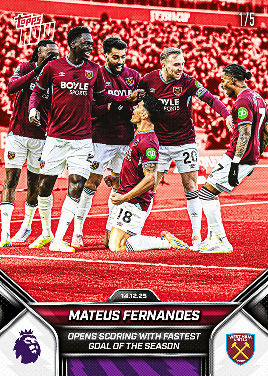 Mateus Fernandes - 2025-26 Premier League Topps NOW - Card 83 - PR: 163 - Image 3