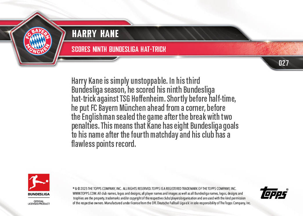 Harry Kane - 2025-26 Bundesliga Topps NOW - Card 27 - PR: 317 - Image 7