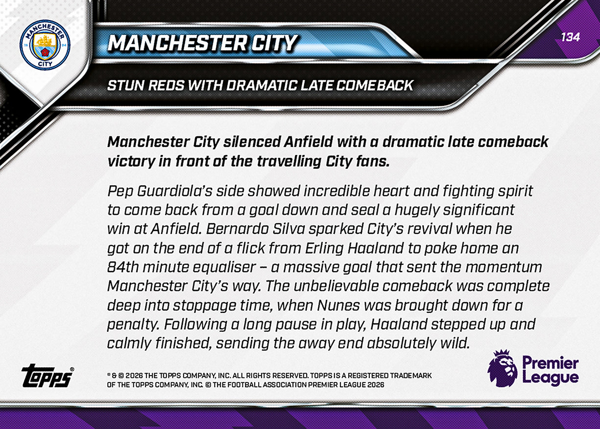 Manchester City - 2025-26 Premier League Topps NOW - Card 134 - PR: 1074 - Image 7