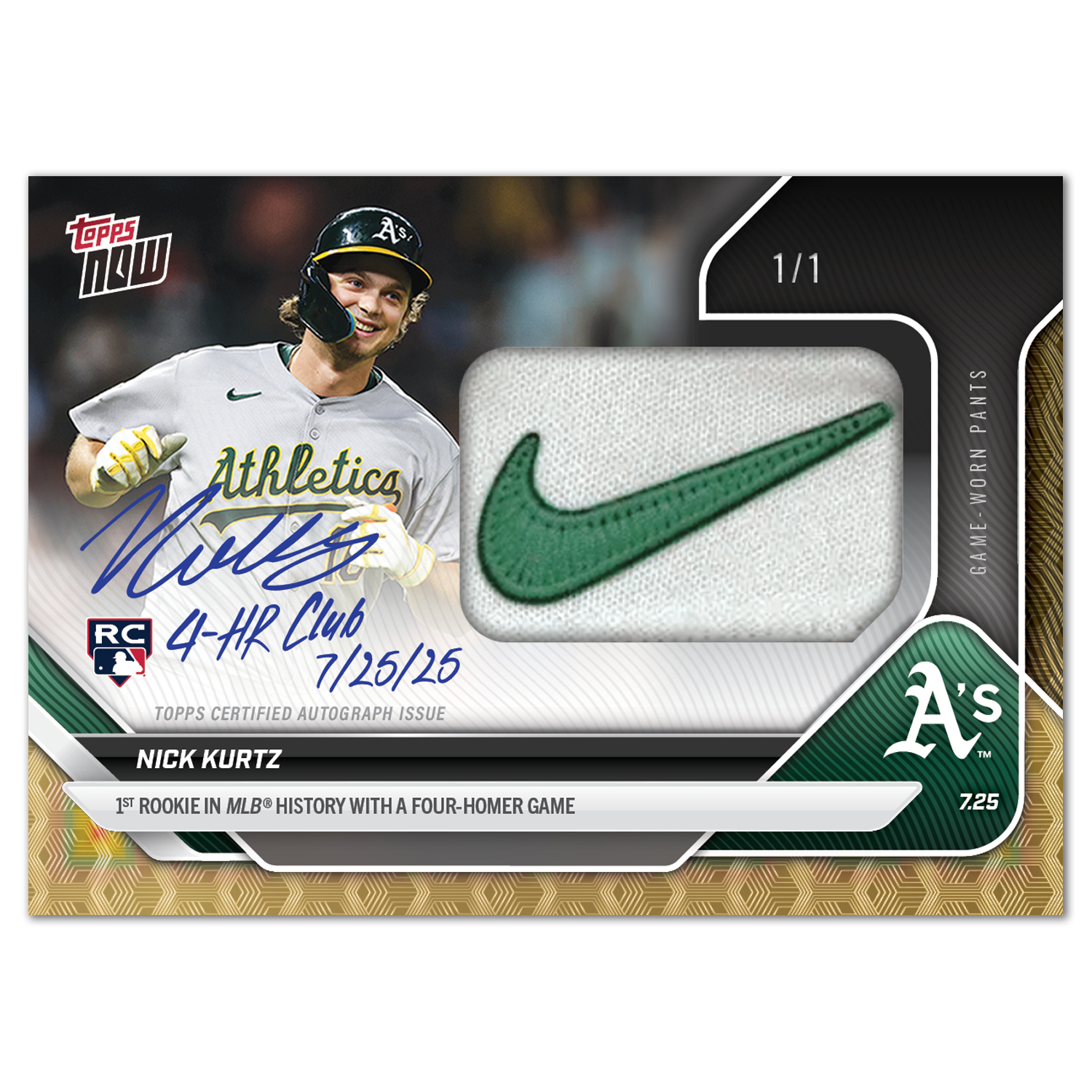 Nick Kurtz - 2025 MLB Topps NOW - Card 464 - LOOK FOR RELICS & AUTO-RELICS - PR: 53611 - Image 2