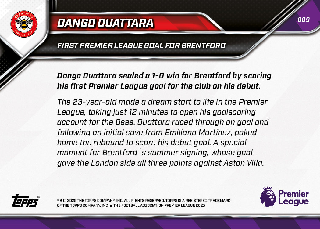 Dango Ouattara - 2025-26 Premier League Topps NOW - Card 9 - PR: 225 - Image 7