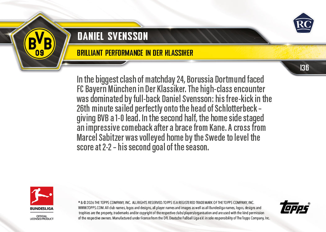 Daniel Svensson - 2025-26 Bundesliga Topps NOW - Card 136 - PR: 461 - Image 7