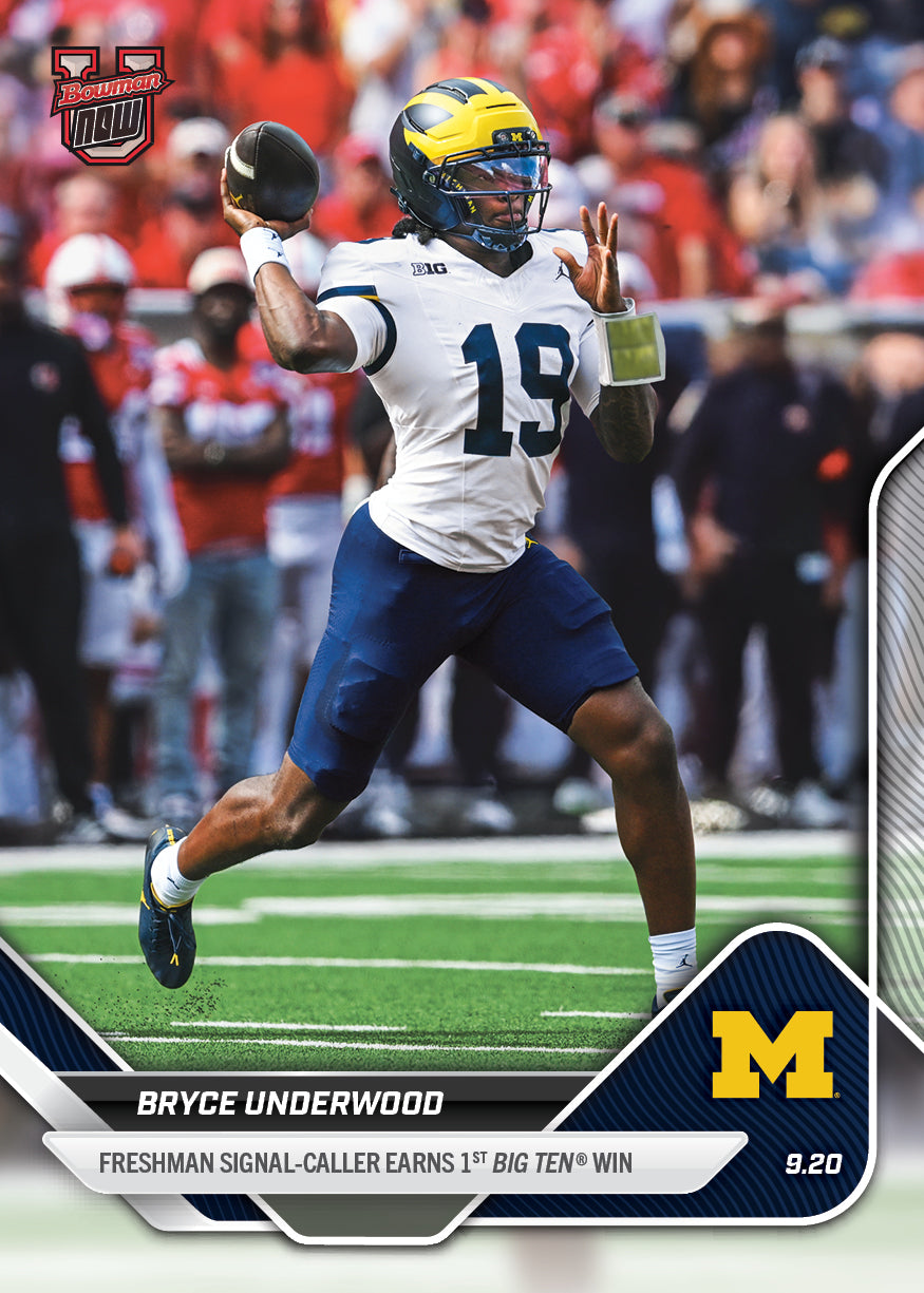 Bryce Underwood - 2025-26 Bowman U NOW Football - Card 15 - PR: 2226