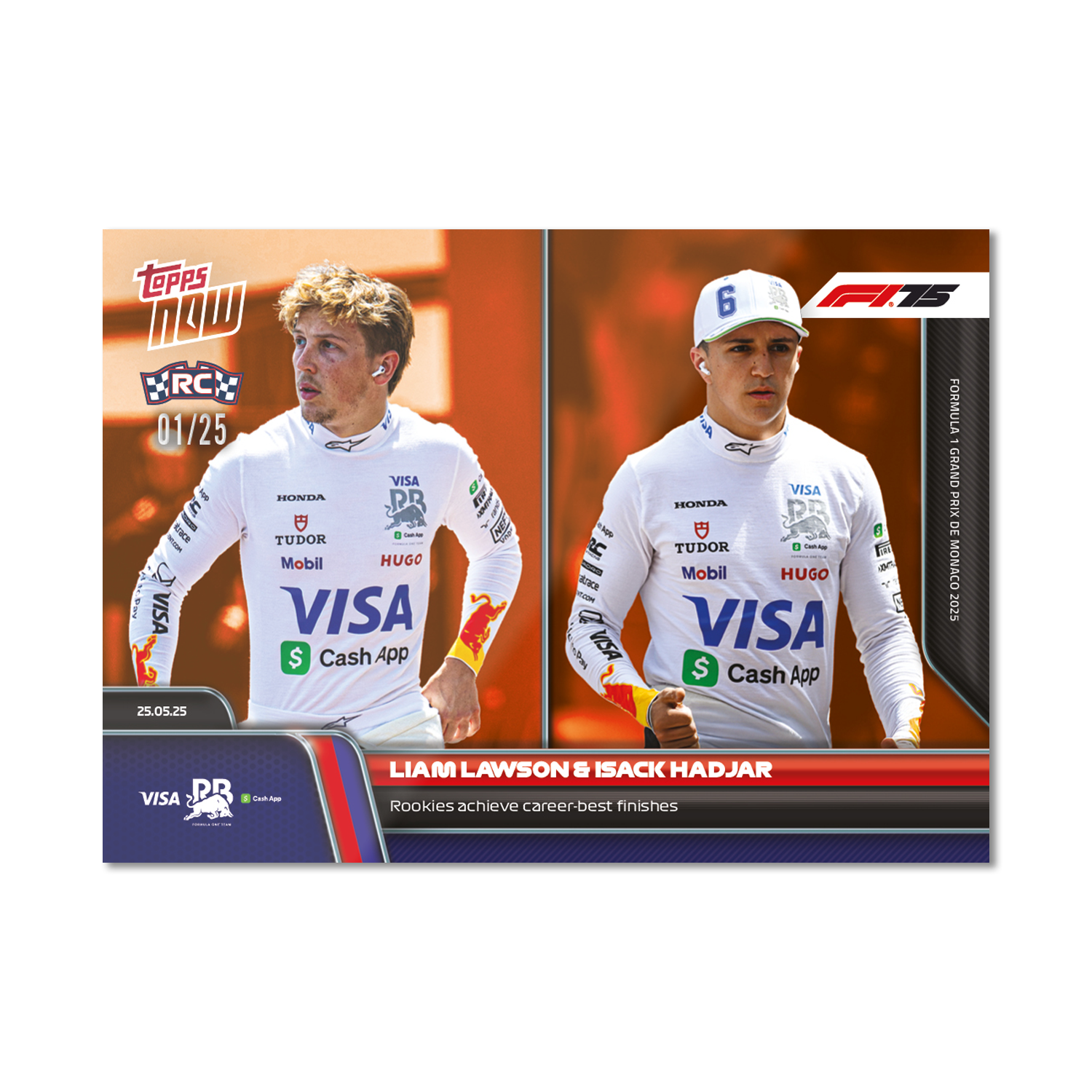 Liam Lawson & Isack Hadjar - 2025 Formula 1 Topps NOW - Card 40 - PR: 991 - Image 5