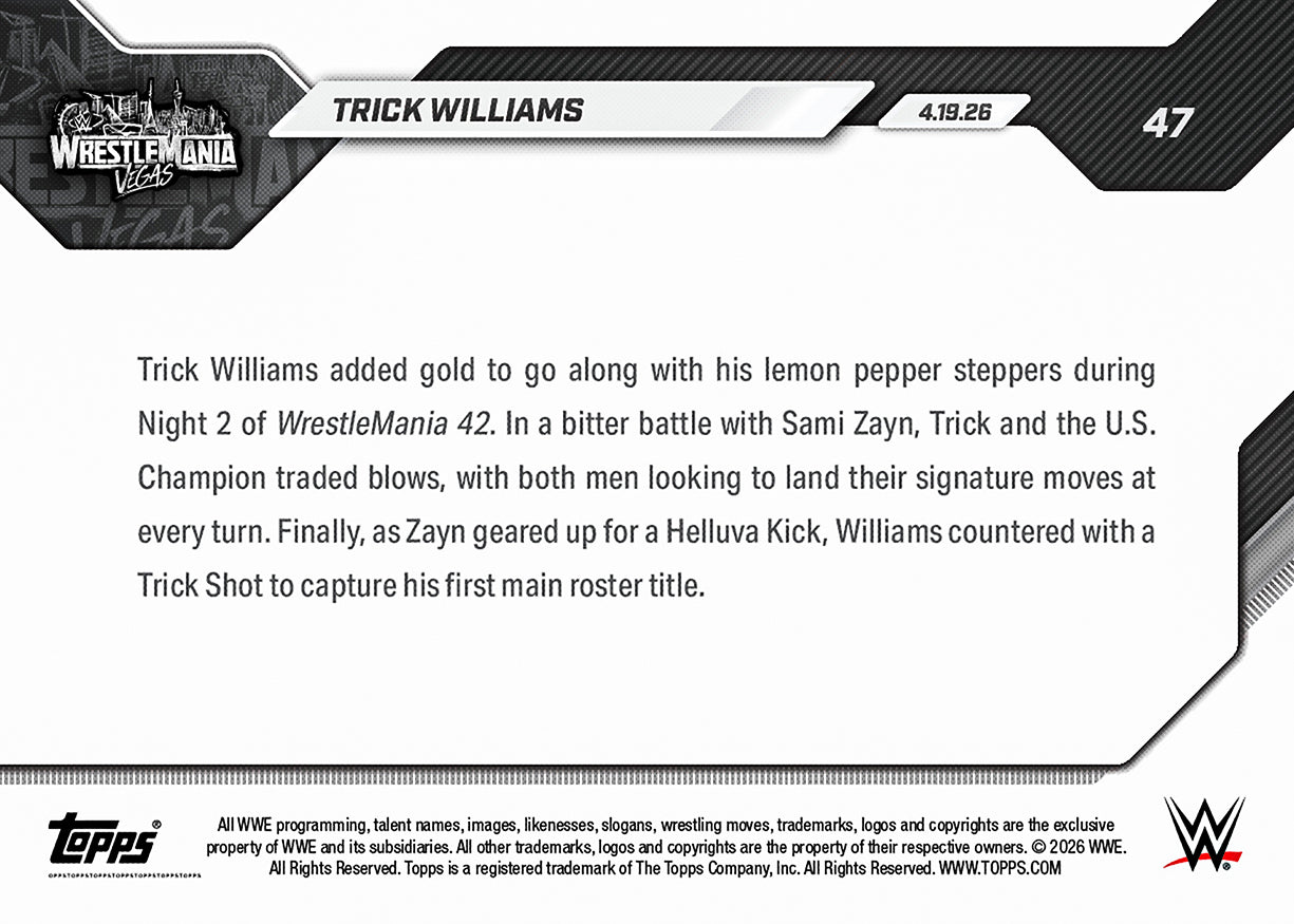 Trick Williams - 2026 WWE Topps NOW - Card 47 - PR: 1717 - Image 3