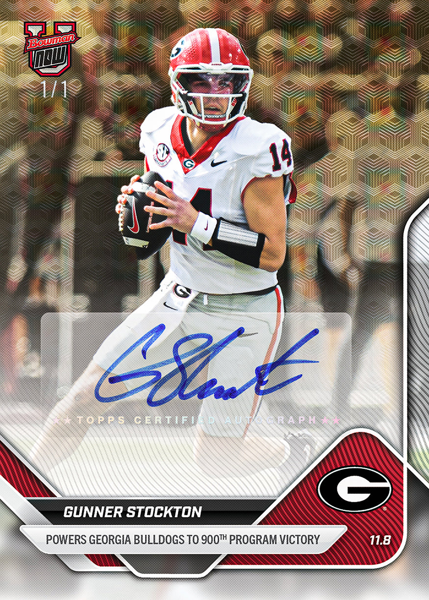 Alternative view of Gunner Stockton - 2025-26 Bowman U NOW Football - Card 42 - PR: 579