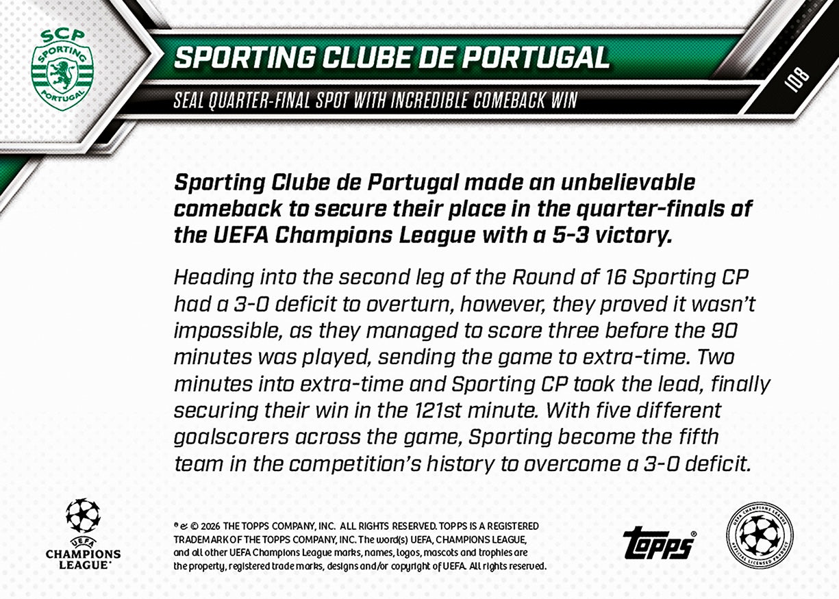 Sporting Clube de Portugal - 2025-26 UCL Topps NOW - Card 108 - PR: 472 - Image 7