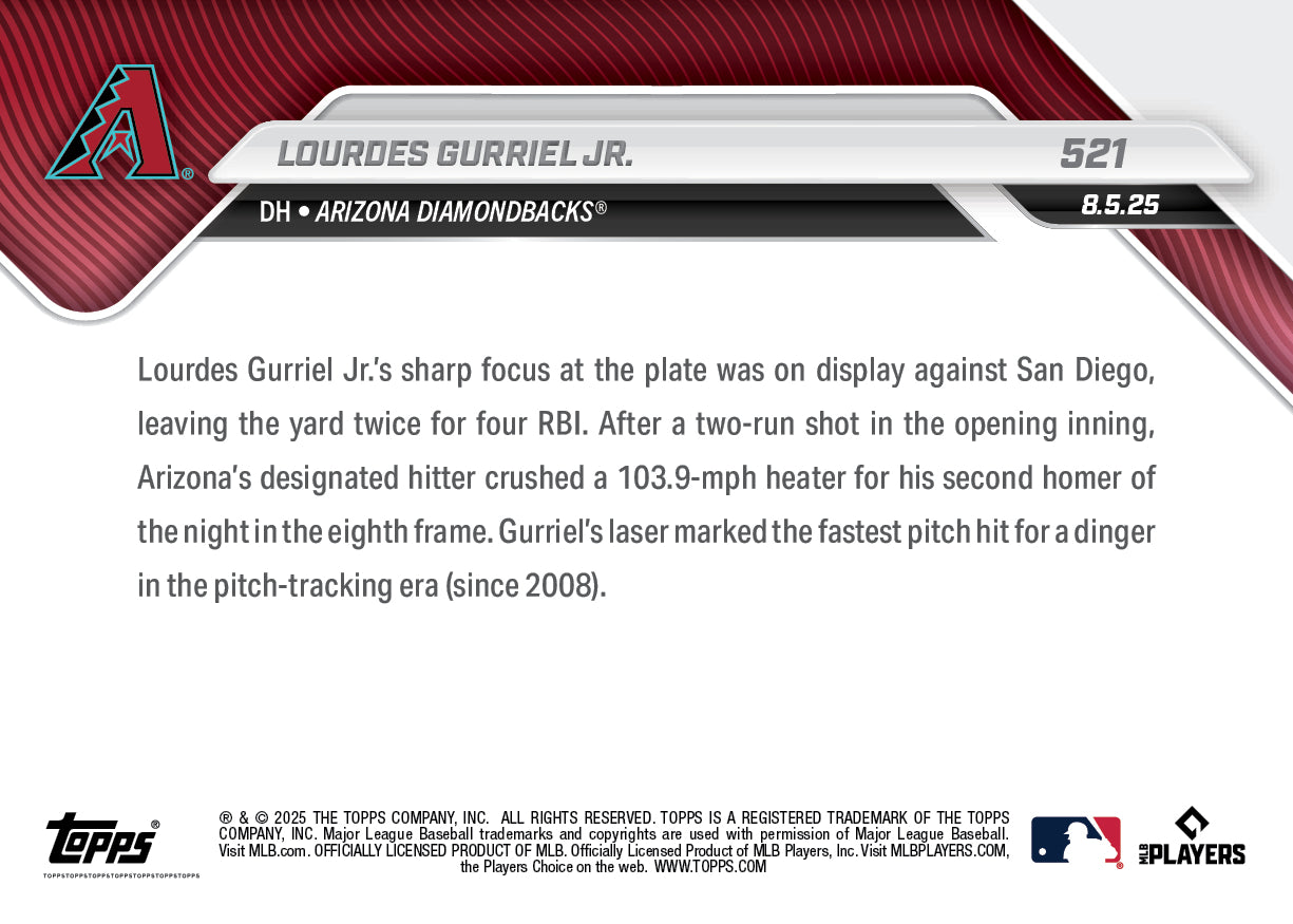 Lourdes Gurriel Jr. - 2025 MLB Topps NOW - Card 521 - PR: 549 - Image 2