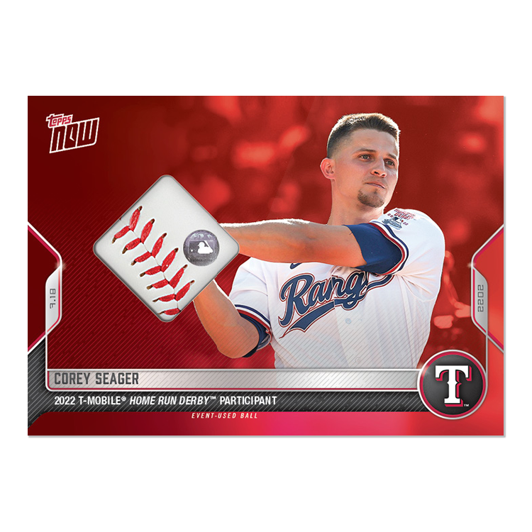 2022 MLB Home Run Derby Ball Relic # to 10 - Corey Seager - 2022 MLB TOPPS NOW Card 566A