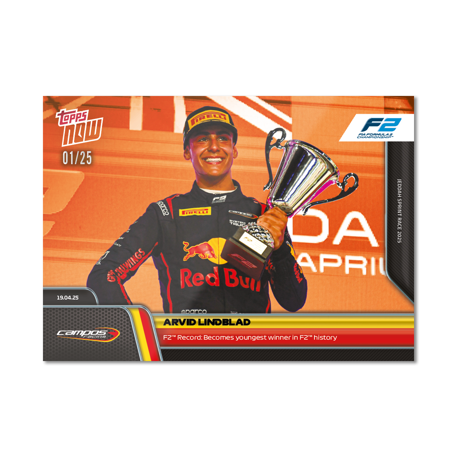 Arvid Lindblad - 2025 Formula 1 Topps NOW - Card 32 - PR: 1075 - Image 5