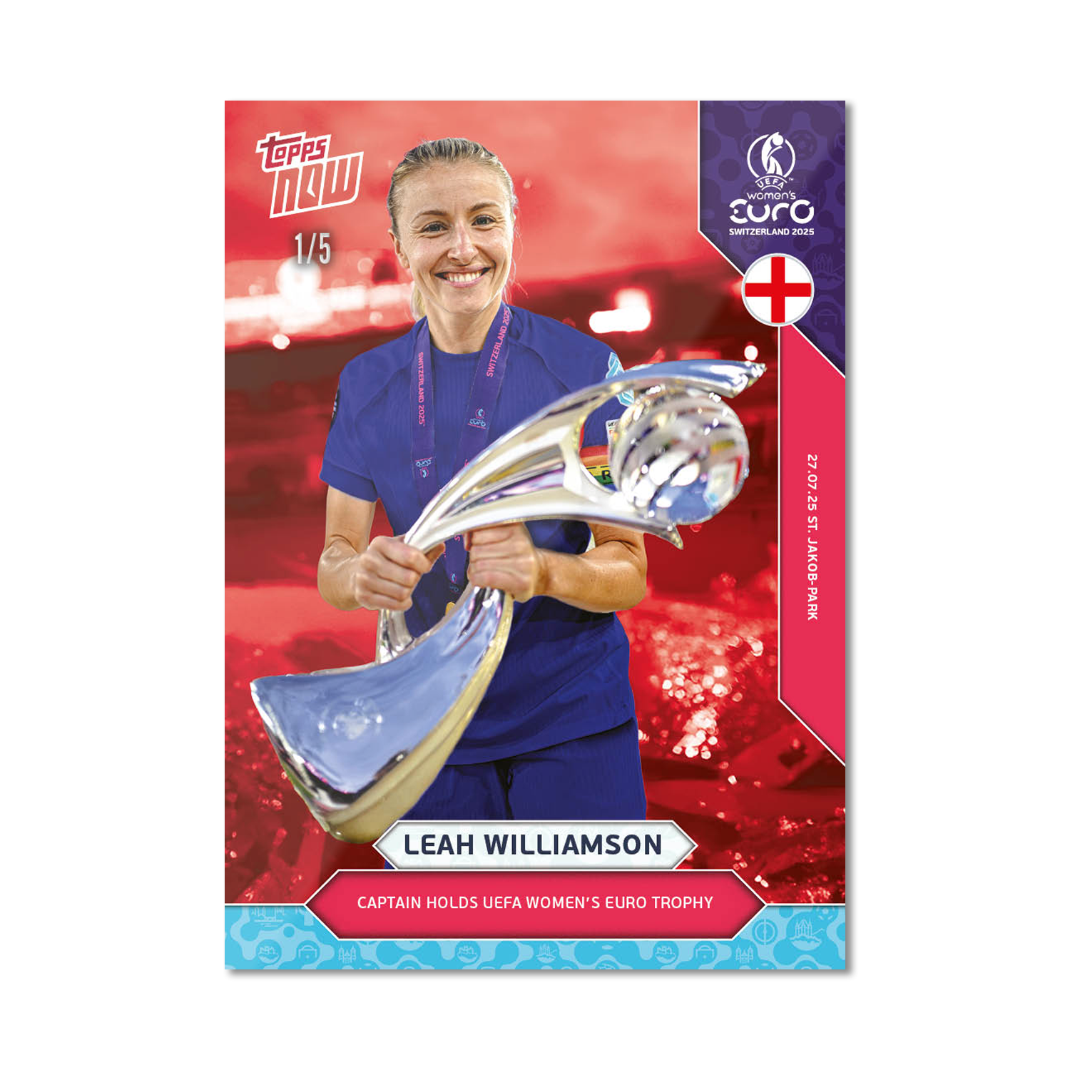 Leah Williamson - UEFA Women’s EURO 2025™ Topps NOW - Card 27 - LOOK FOR AUTO - PR: 915 - Image 4