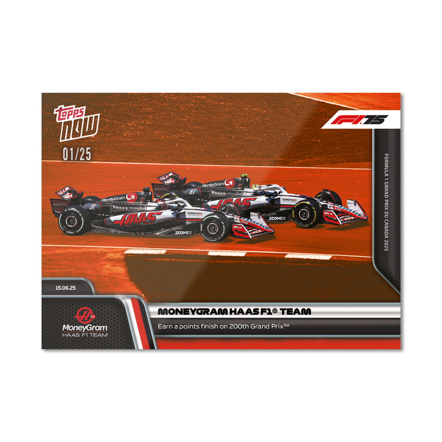 MoneyGram Haas F1 Team - 2025 Formula 1 Topps NOW - Card 46 - PR: 729 - Image 5