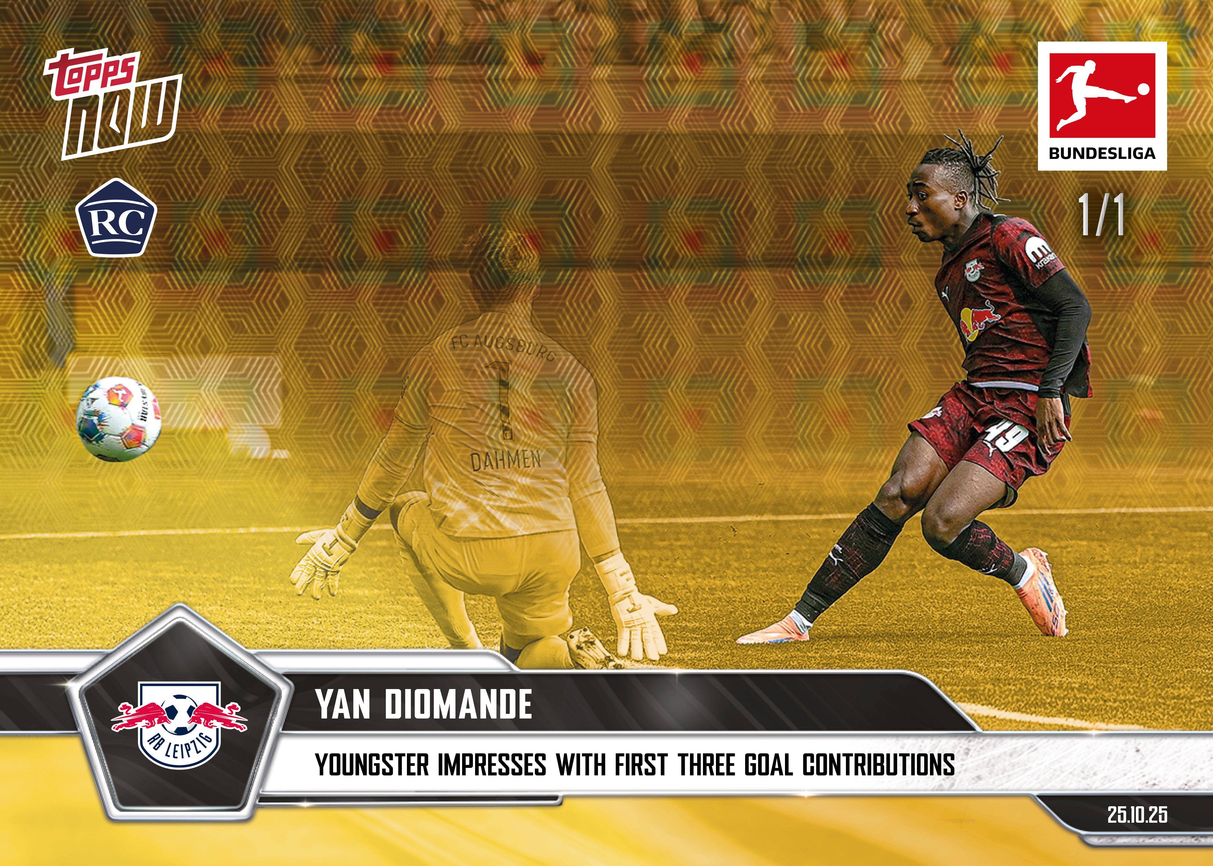Alternative view of Yan Diomande - 2025-26 Bundesliga Topps NOW - Card 49 - PR: 783