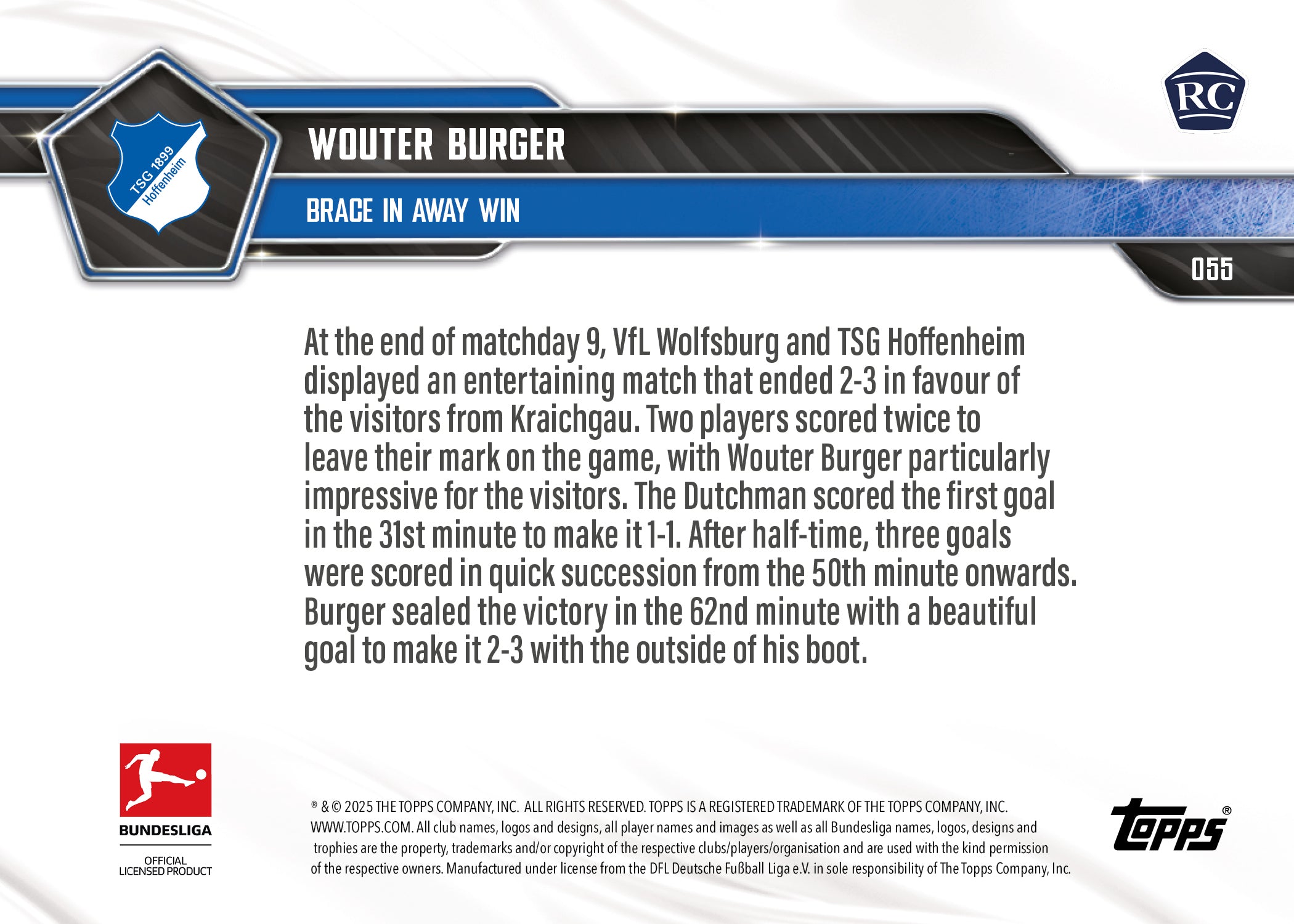 Wouter Burger - 2025-26 Bundesliga Topps NOW - Card 55 - PR: 217 - Image 7