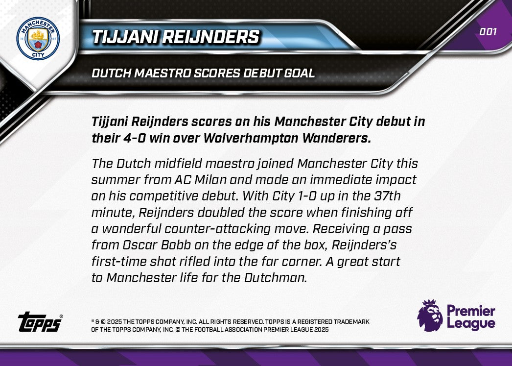 Tijjani Reijnders - 2025-26 Premier League Topps NOW - Card 1 - PR: 867 - Image 7