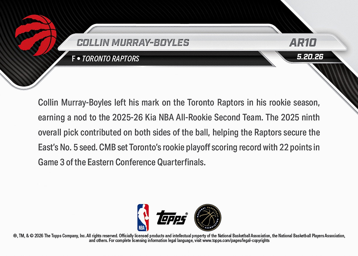 Collin Murray-Boyles - 2025-26 NBA Topps NOW - Card AR10 - PR: 931 - Image 2