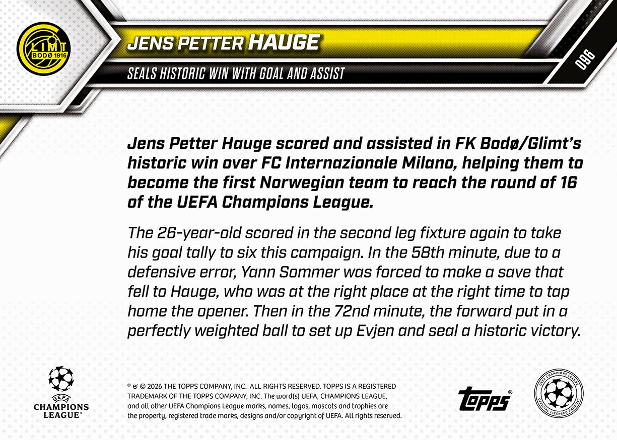 Jens Petter Hauge - 2025-26 UCL Topps NOW - Card 96 - PR: 857 - Image 7
