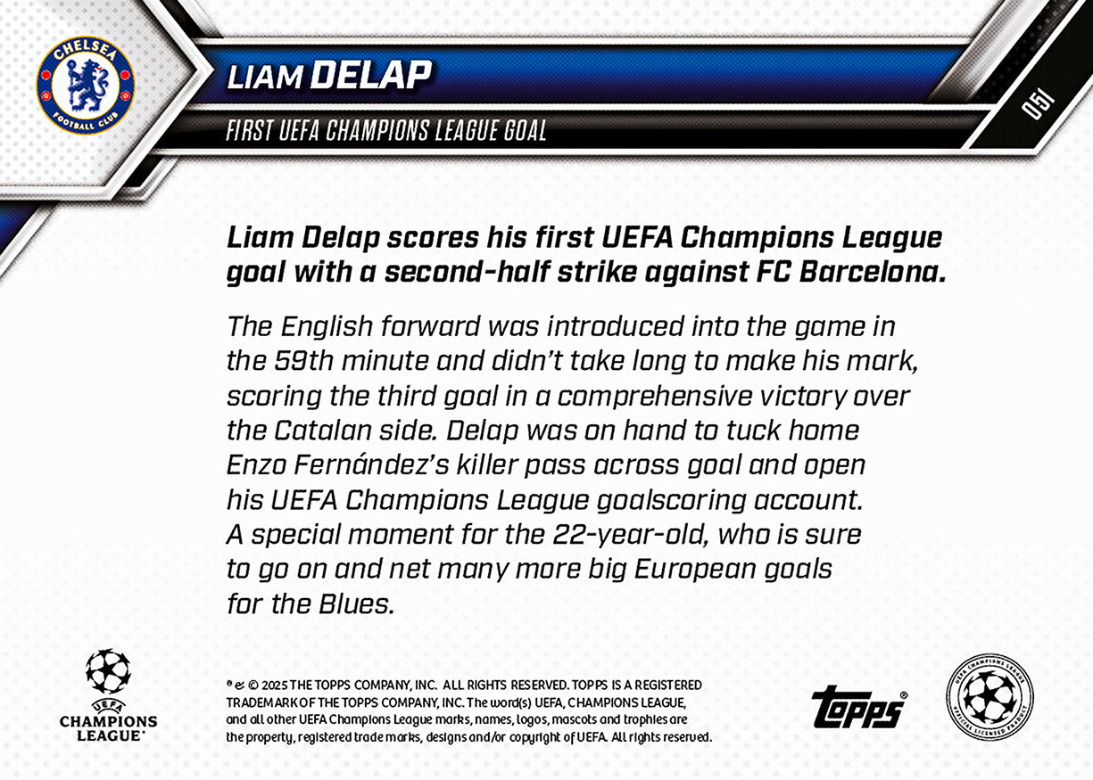 Liam Delap - 2025-26 UCL Topps NOW - Card 51 - PR: 342 - Image 7
