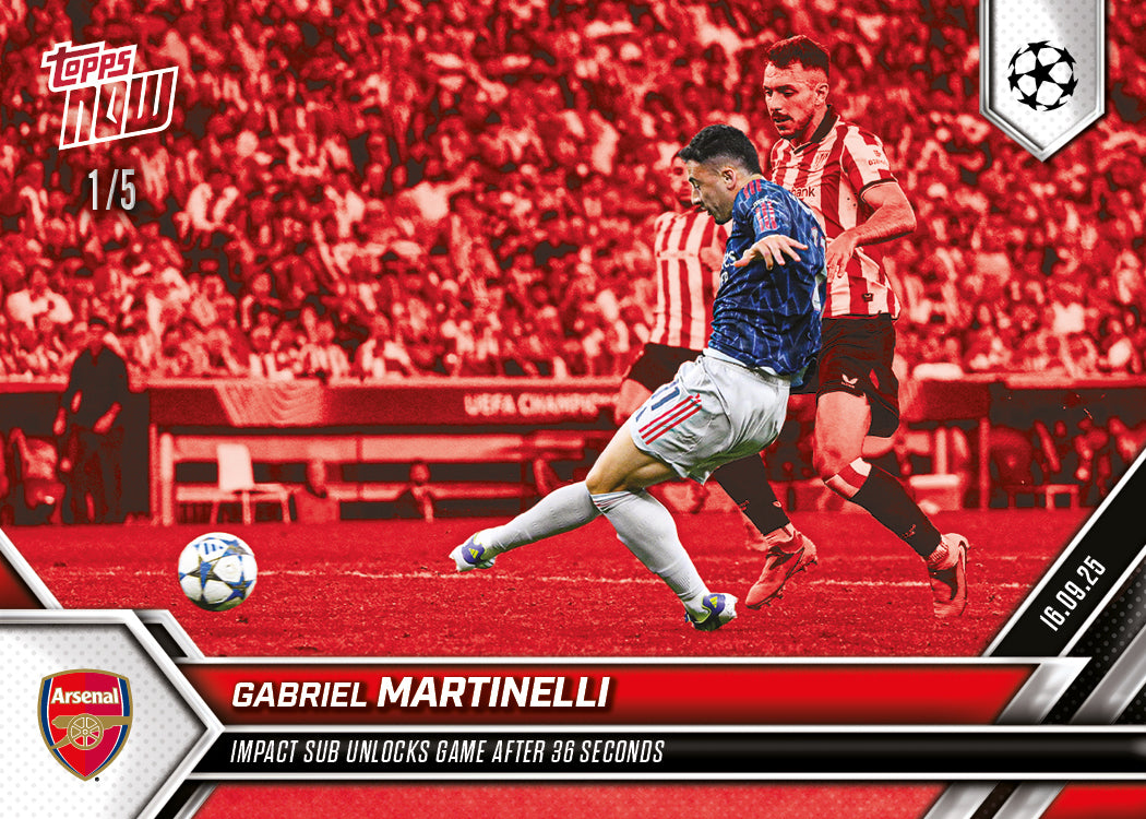 Gabriel Martinelli - 2025-26 UCL Topps NOW Card 9 - PR: 387 - Image 3