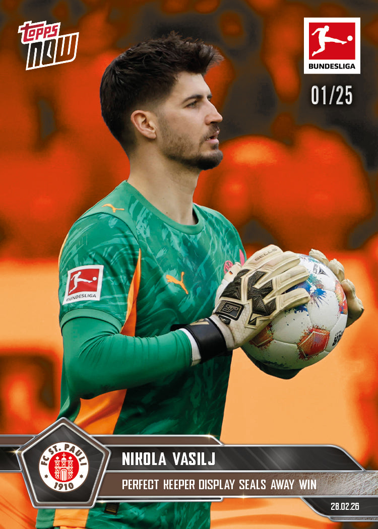 Nikola Vasilj - 2025-26 Bundesliga Topps NOW - Card 134 - PR: 371 - Image 5