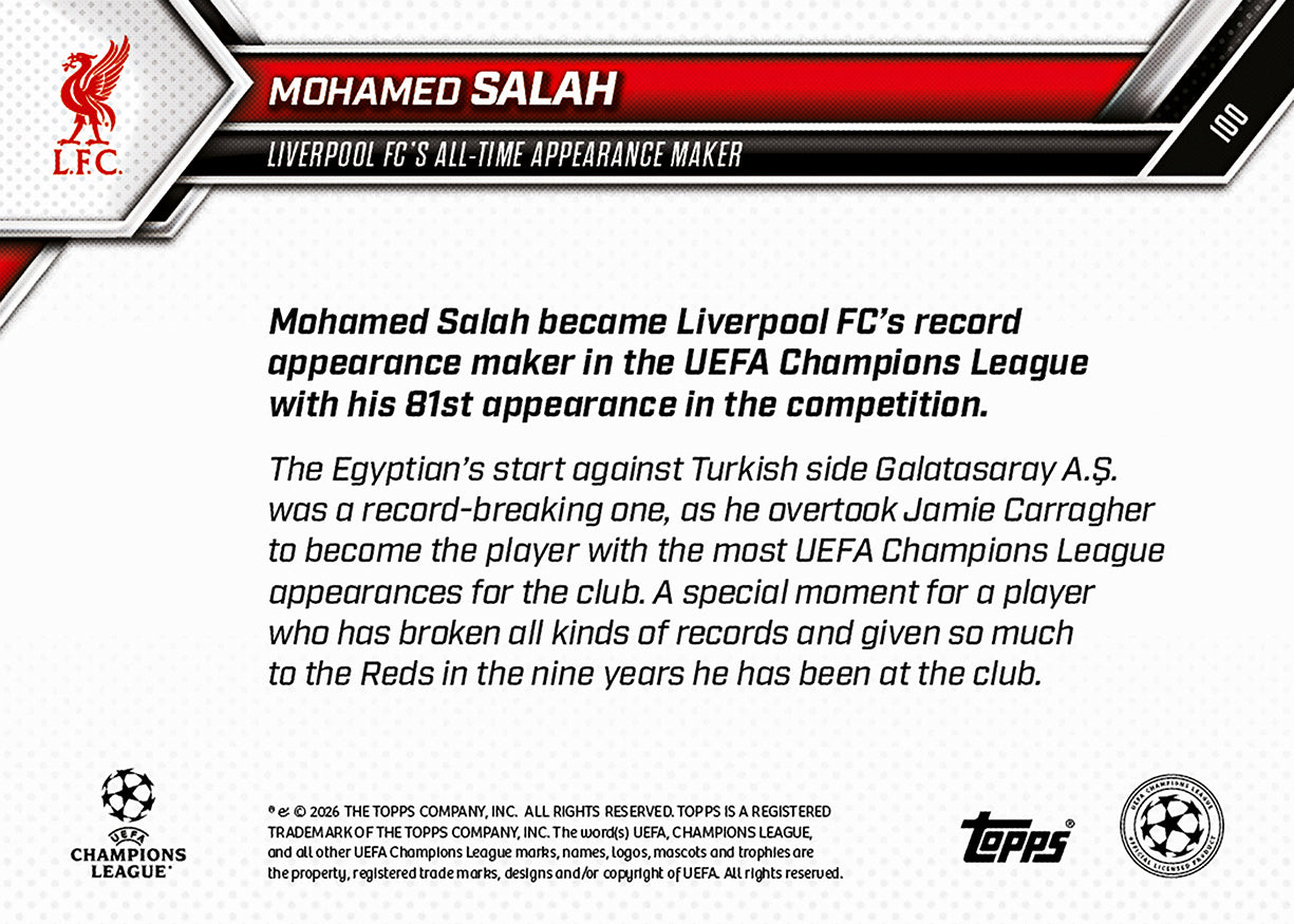 Mohamed Salah - 2025-26 UCL Topps NOW - Card 100 - PR: 1194 - Image 7
