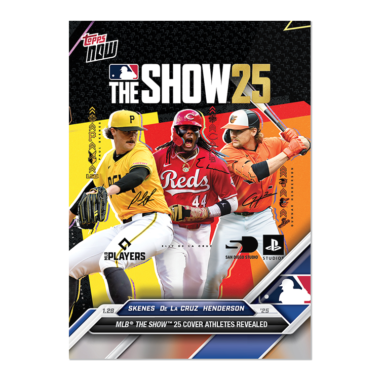 2025 MLB The Show Cover Topps NOW - Paul Skenes/Elly De La Cruz/Gunnar Henderson - PR: 19,228