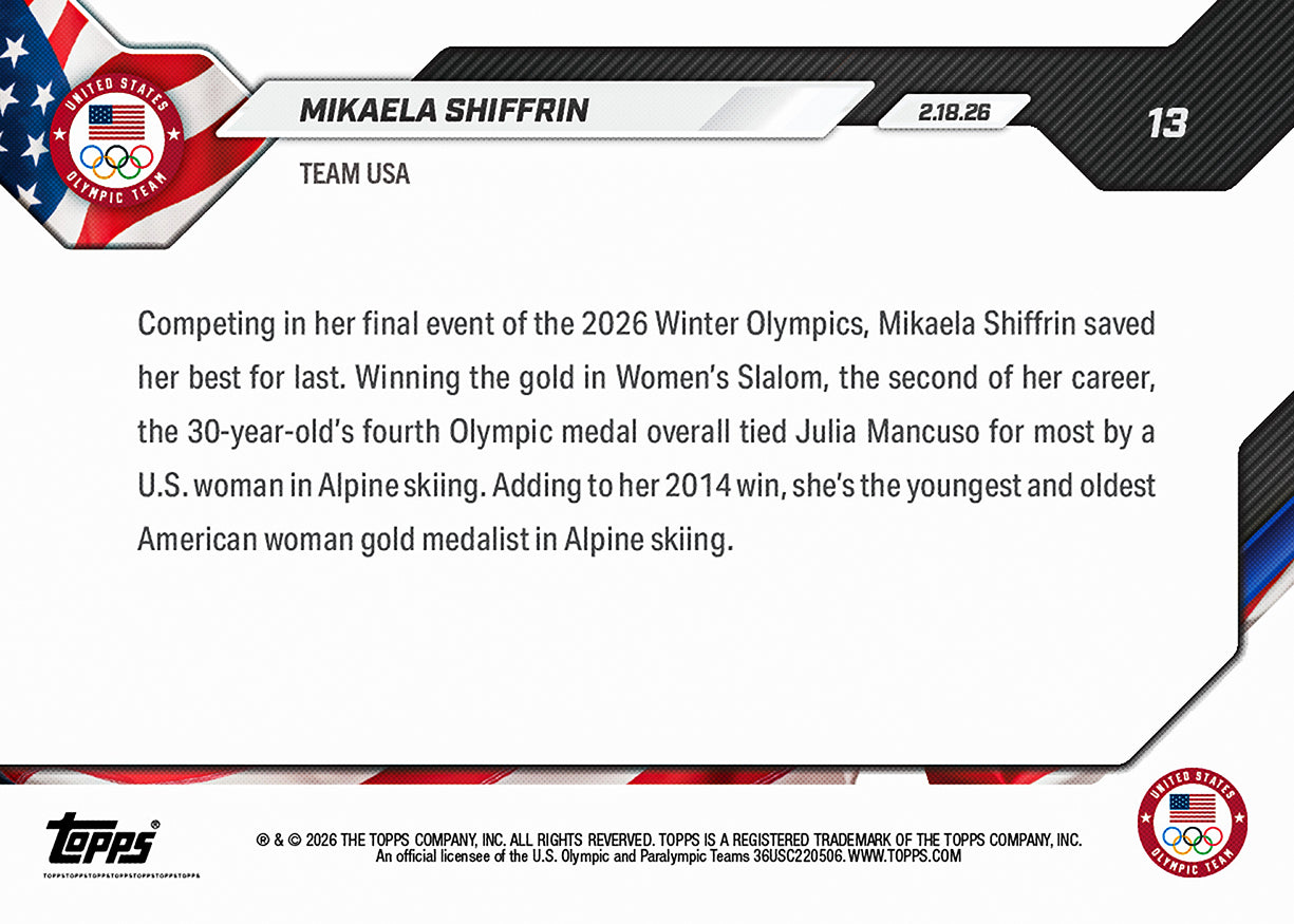 Mikaela Shiffrin - 2026 Olympics Topps NOW - Card 13 - PR: 3148 - Image 4