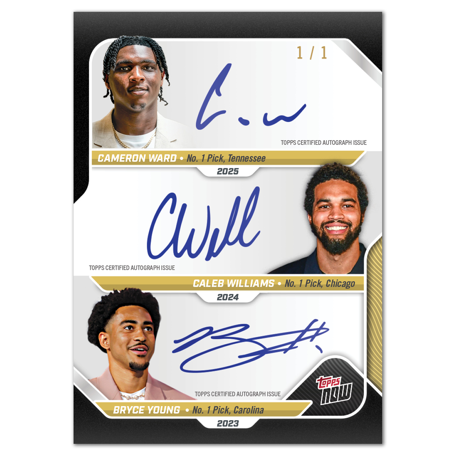 Alternative view of Cameron Ward - 2025 Topps NOW Football - Card D-1 - LOOK FOR AUTOS AND TRIPLE AUTO - PR: 30,006