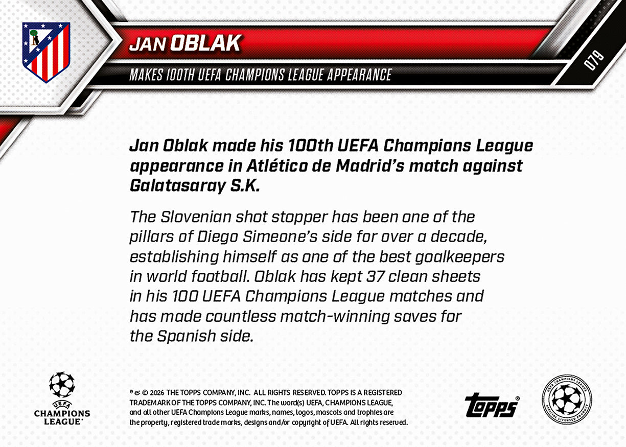 Jan Oblak - 2025-26 UCL Topps NOW - Card 79 - PR: 274 - Image 7