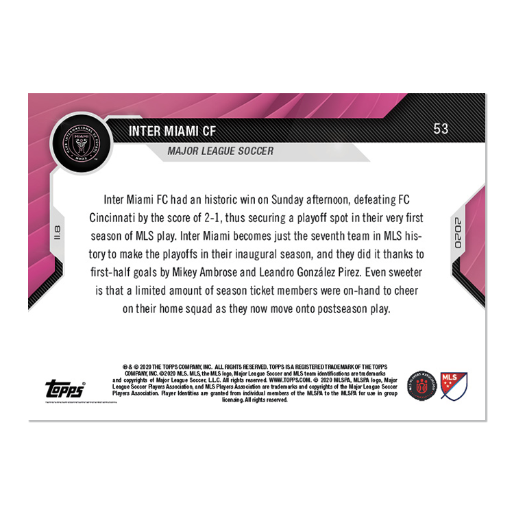 Alternative view of Inter Miami CF - MLS TOPPS NOW Card 53 - Print Run: 66