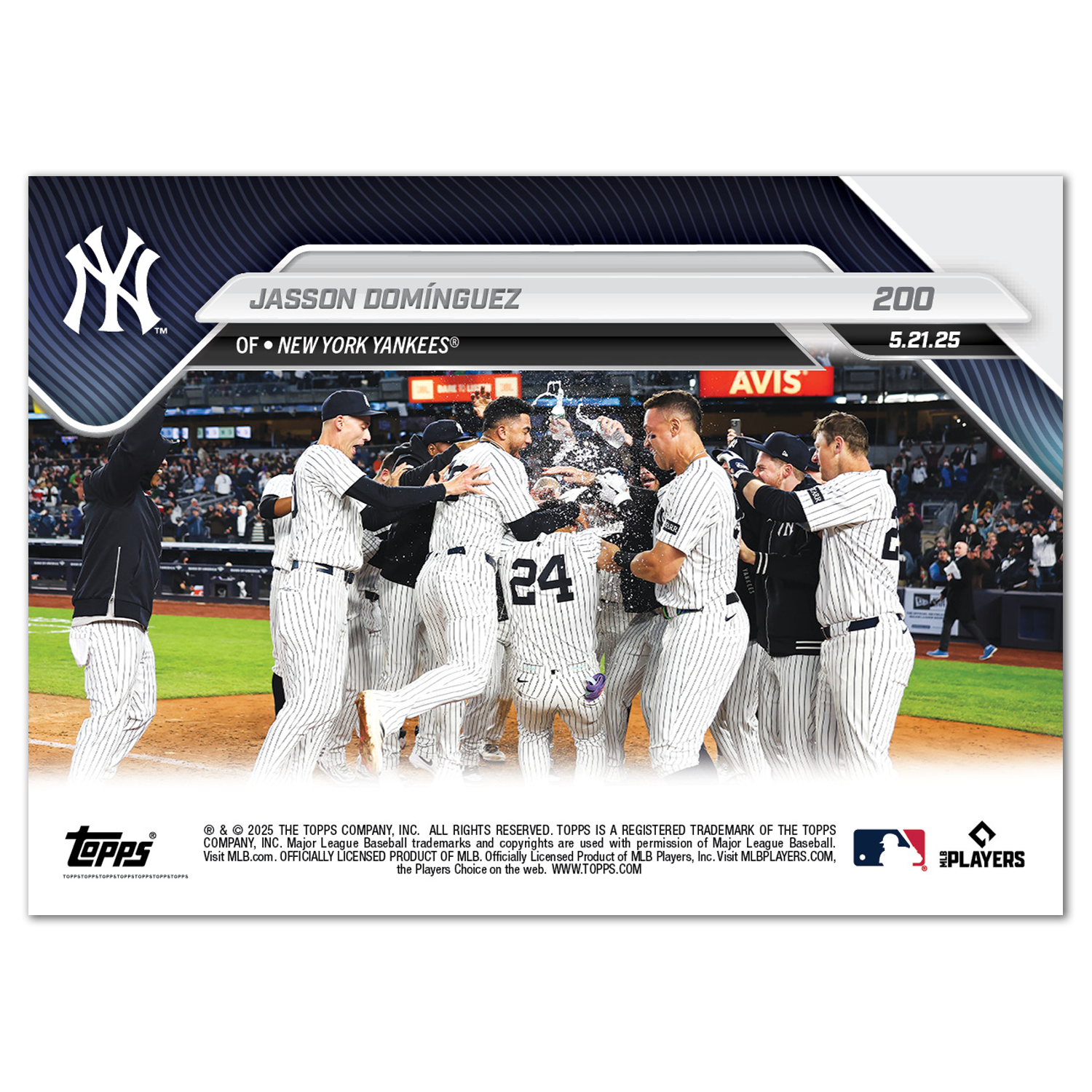 Jasson Domínguez - 2025 MLB Topps NOW - Card 200 - PR: 2474 - Image 3