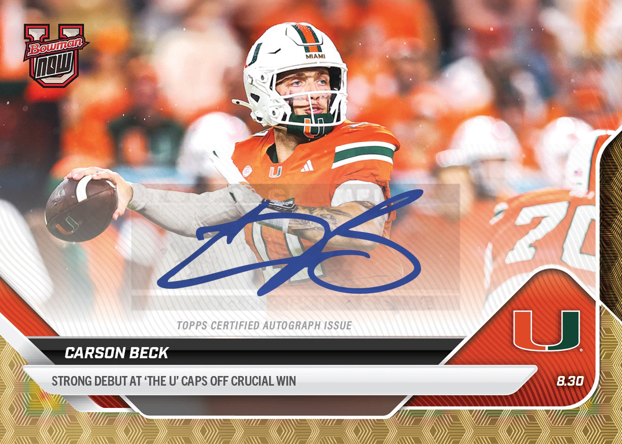 Carson Beck - 2025-26 Bowman U NOW Football - Card 5 - LOOK FOR AUTO-RELIC BOOKLET - PR: 3630 - Image 3