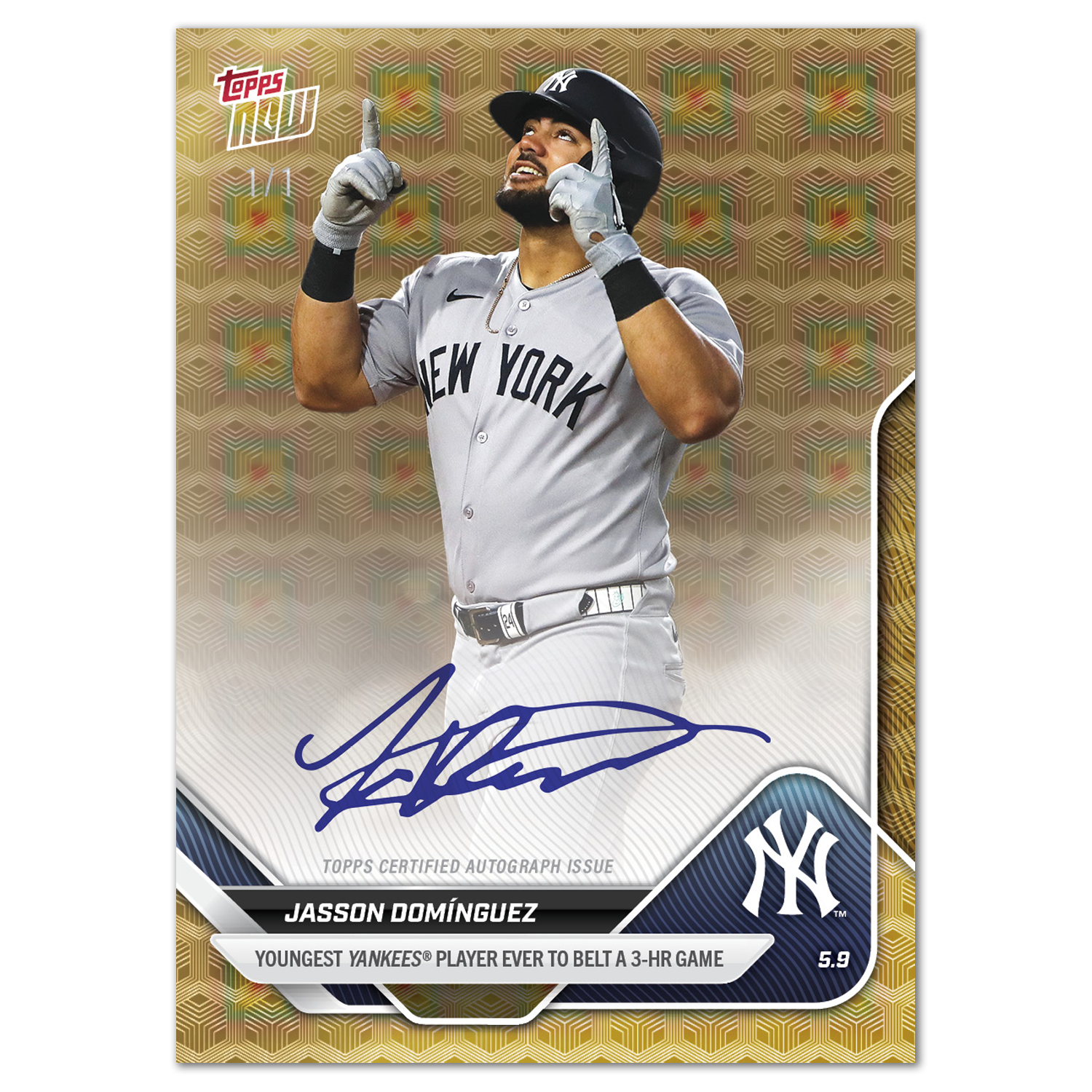 Jasson Domínguez - 2025 MLB Topps NOW - Card 159 - LOOK FOR AUTOS - PR: 7110 - Image 2