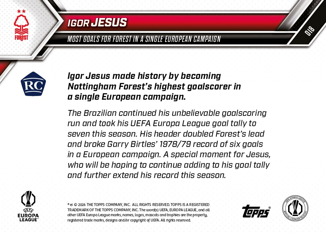 Igor Jesus - 2025-26 UEL Topps NOW - Card 18 - PR: 507 - Image 7