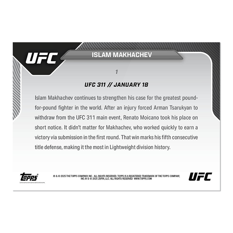 Islam Makhachev - 2025 UFC Topps NOW - Card 1 - PR: 966 - Image 3
