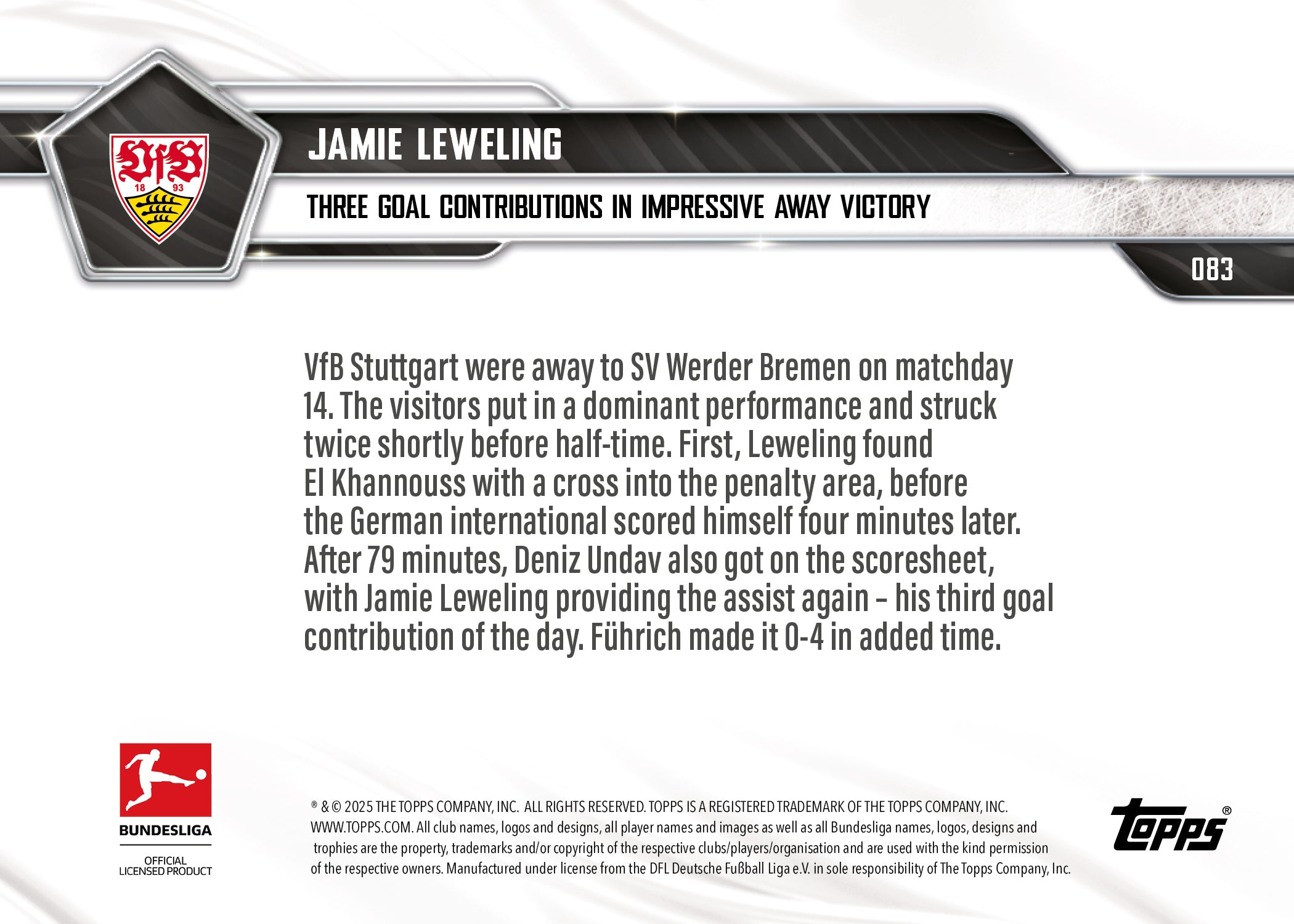 Jamie Leweling - 2025-26 Bundesliga Topps NOW - Card 83 - PR: 182 - Image 7
