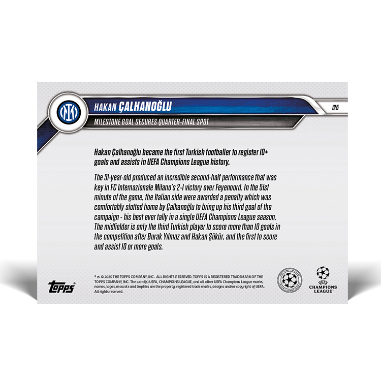 Hakan Çalhanoğlu - 2024-25 UCL Topps NOW Card 125 - PR: 173 - Image 2