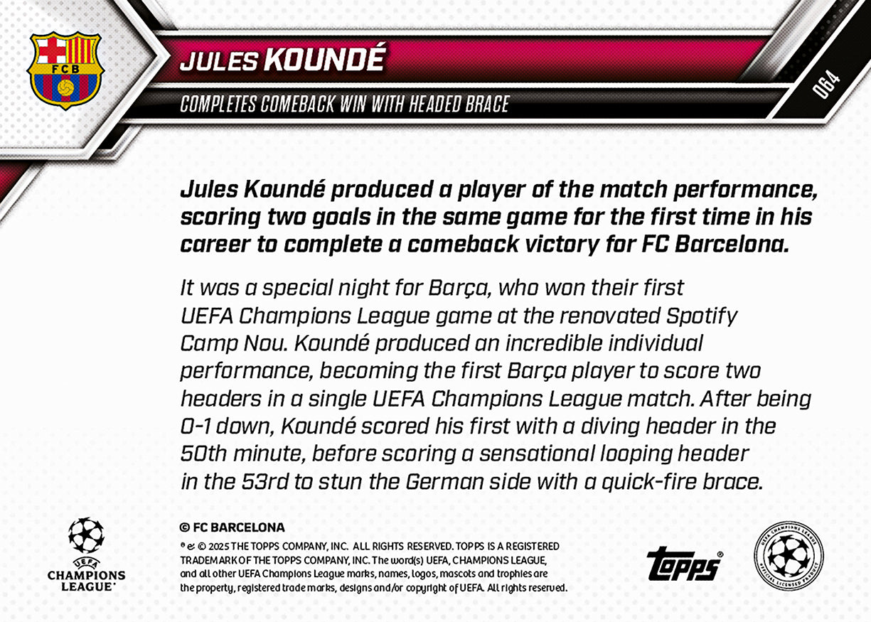 Jules Koundé - 2025-26 UCL Topps NOW - Card 64 - PR: 386 - Image 7