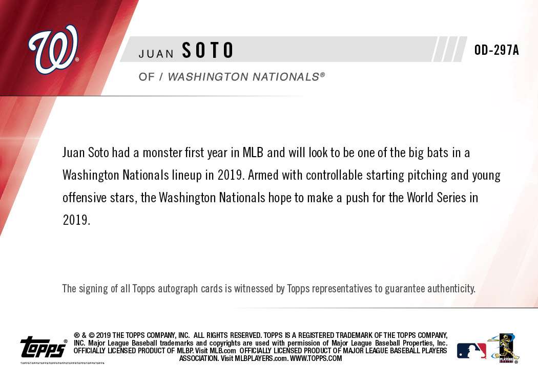 2019 Washington Nationals TOPPS NOW Road To Opening Day 16-Card Team Set - Autograph Edition - Print Run: 502 - Image 5